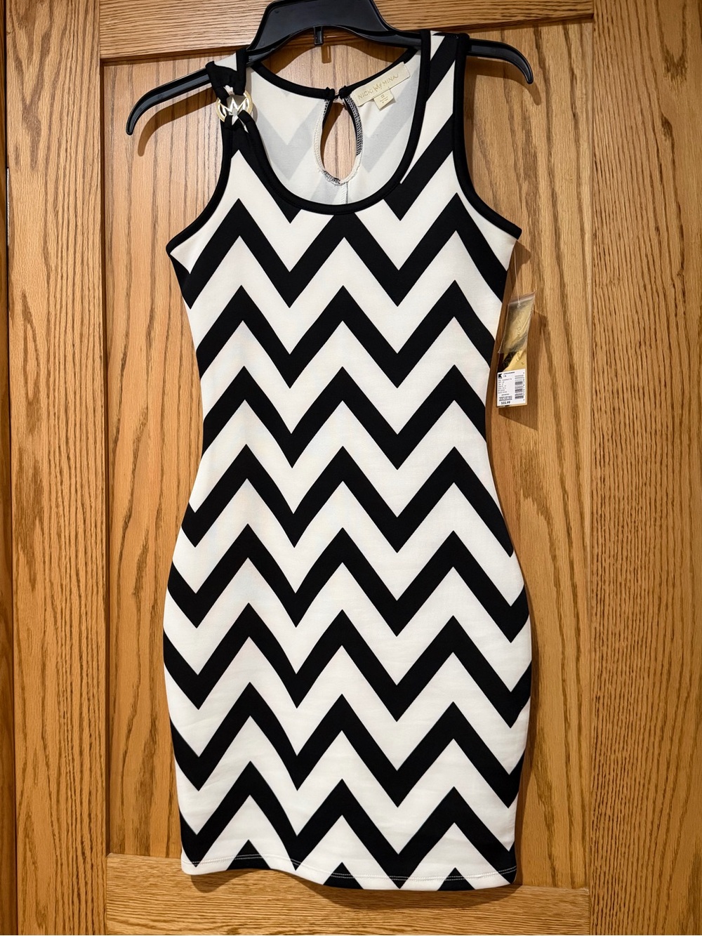 Nicki Minaj Black and White Chevron Mini Dress
